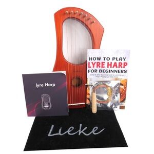 Lieke 7 String Lyre Harp with Tuning Wrench, Metal Strings, Book & Bag (D5256)
